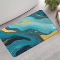 thumbnail image 2 of Blue and Gold Marble Wave Art Pattern Bathroom Rugs Mat,Non Slip Microfiber Bathroom Rug,Rubber Backing,Soft Bathroom Mats for Bathroom Floor,Tub and Shower,17x30in(43x75cm), 2 of 5