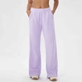 thumbnail image 4 of hoksml Women's Waffle Knit Wide Leg Pants, Pull-On Lounge Trousers with Elastic Waist and Side Pockets, 4 of 8