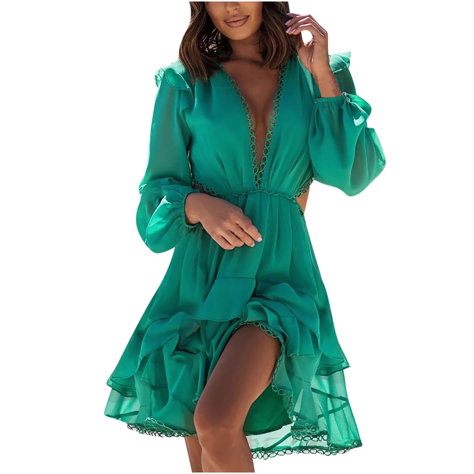 Chiffon tiered sleeve dress – Riu