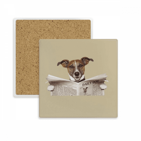 

Dog Pet Newspaper Read Art Deco Fashion Coaster Cup Mat Mug Subplate Holder Insulation Stone