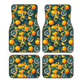 thumbnail image 1 of Honeii Fresh Orange Print Car Foot Mat Four-Piece Set - Front & Rear Universal Car Floor Mats for SUVs, Trucks, Sedans, 1 of 7