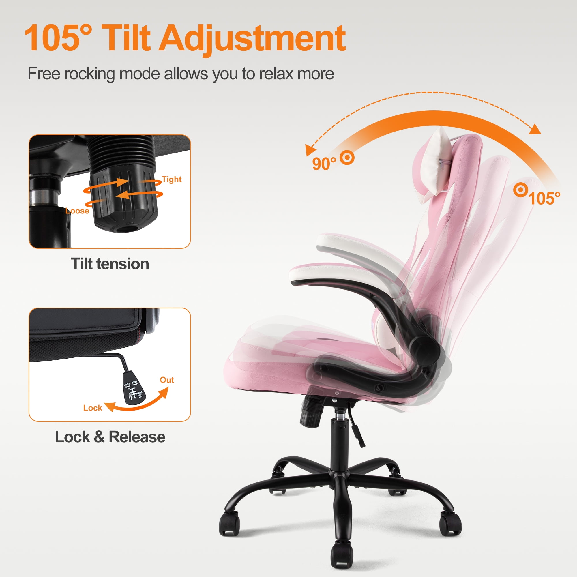Rimiking High-Back Gaming & Office Chair, Ergonomic Executive Swivel Design with Headrest and Lumbar Support for PC Racing