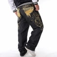 thumbnail image 4 of Pantalones vaqueros de hip hop bordados para hombre, pantalones de skate holgados casuales de hip hop de moda HIPHOP de talla grande, 4 of 5