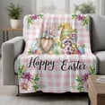 thumbnail image 2 of Easter Gnomes Blanket Soft Cozy Warm Throw Blanket for Couch, Plush Fuzzy Flannel Fleece Blankets for Sofa, Watercolor Floral Daisy Eggs Spring Pink Plaid Bed Blankets Gifts for Men, 50"x80", 2 of 9