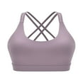 thumbnail image 1 of Women‘s Medium Support Cross Back Wirefree Removable Cups Solid Color Padded Yoga Sport Bra, 1 of 8