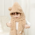 thumbnail image 5 of Novelty Kids Scarf Hat Soft Baby Winter Cap Anti-static Outdoor Windproof Integrated Bear Ear Children Gloves Scarf Hat (brown), 5 of 7