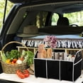 thumbnail image 4 of Trunk Cargo Organizer, Portable Three Compartments Waterproof Cargo Trunk Groceries Collapsible Storage Organizer for Auto, SUV, Truck, Van, Black, 4 of 5