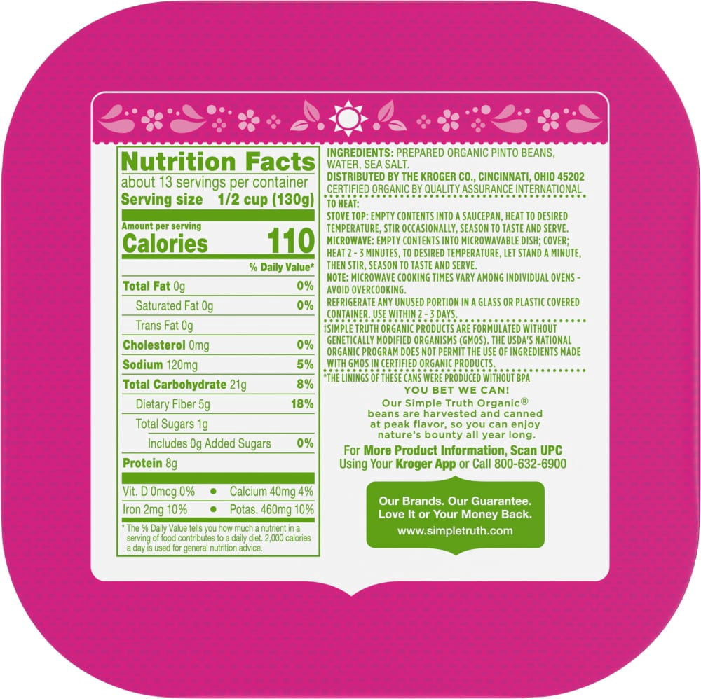 Simple Truth Pinto Beans 4 ct / 15 oz - 5 Pack