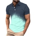 thumbnail image 2 of BRGZLK Mens Polo Shirts Summer Short Sleeve Ombre Print Moisture Wicking Gym Workout T-Shirt Casual Loose Pullover Tees Mint Green 3XL, 2 of 5