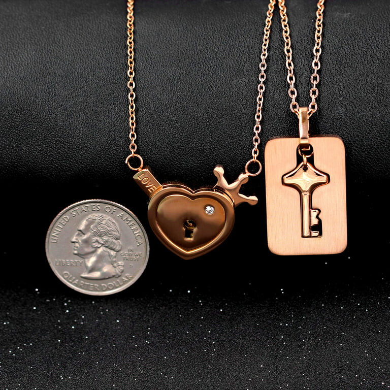 Uloveido His and Hers Lock Key Pendant Necklace