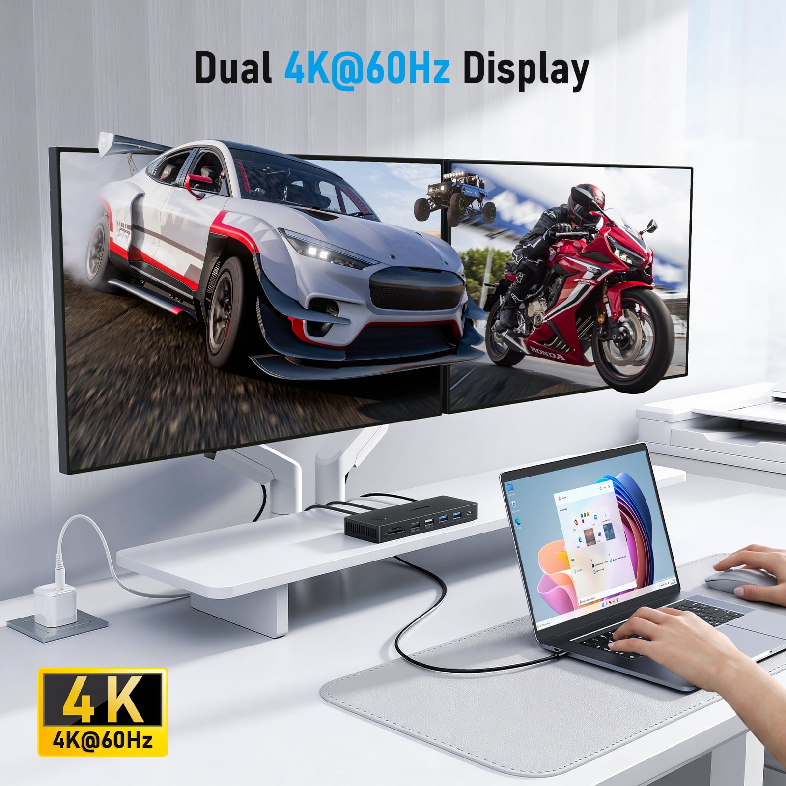 Lemorele 13-in-1 USB-C Laptop Docking Station, Triple 4K Monitor, 100W PD Charging, Gigabit Ethernet, 8 USB Ports, DP 1.2,SD/TF Card Reader,Multi-functional USB C Hub Adapter for Windows/macOS