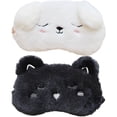thumbnail image 1 of MasteelfCA 2Pcs Cartoon Animal Sleep Mask Adorable Eye Mask for Sleeping Plush Eye Shade Cover, 1 of 6