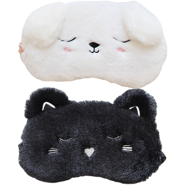 MasteelfCA 2Pcs Cartoon Animal Sleep Mask Adorable Eye Mask for Sleeping Plush Eye Shade Cover