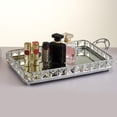 thumbnail image 4 of Espejo de Lujo Crystal Vanity Perfume Bandeja Baño Bandeja Decorativa Dorada , plata Soledad bandeja con base de espejo de cristal, 4 of 7