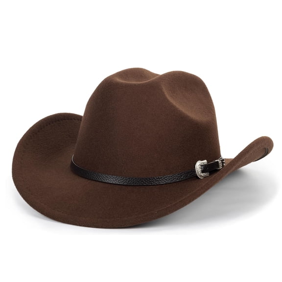 Western Cowboy Hat for Men Women Classic Roll Up Fedora Hat with Buckle Belt