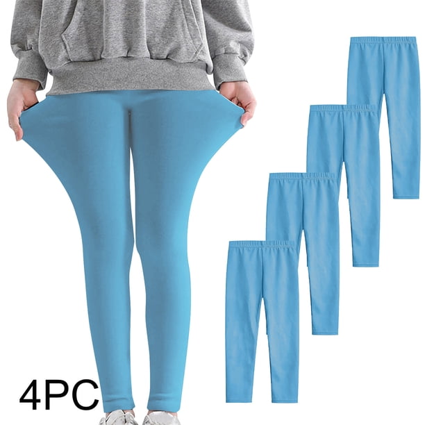 Odeerbi 3-12 Años Niñas 4 Pcs Leggings Mallas Elásticas Lycra Pantalones de Cómodo Suavidad Transpirable Pantimedias