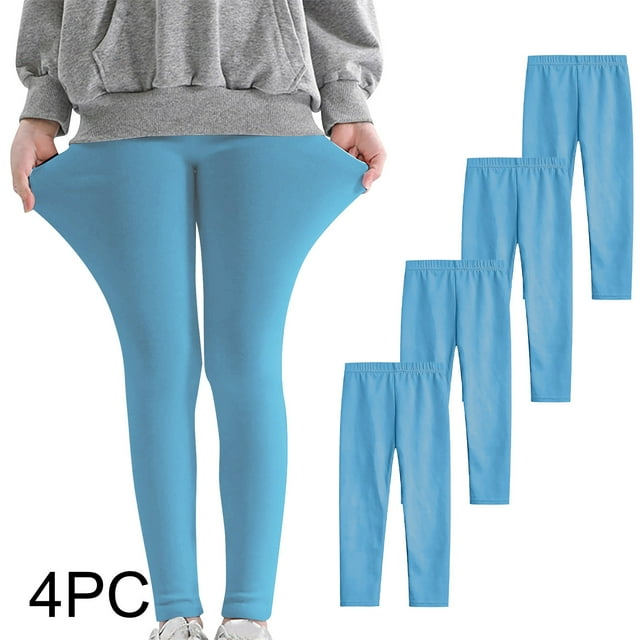 Odeerbi 3-12 Años Niñas 4 Pcs Leggings Mallas Elásticas Lycra Pantalones de Cómodo Suavidad Transpirable Pantimedias