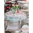 thumbnail image 5 of Outdoor Tablecloth with Umbrella Hole for Patio/Picnic/Party/Camping, Pink Beach Waterproof Table Cloth Round Cover Washable, Coastal Ocean Starfish Blue Wooden Grain (Dia 54"), 5 of 9
