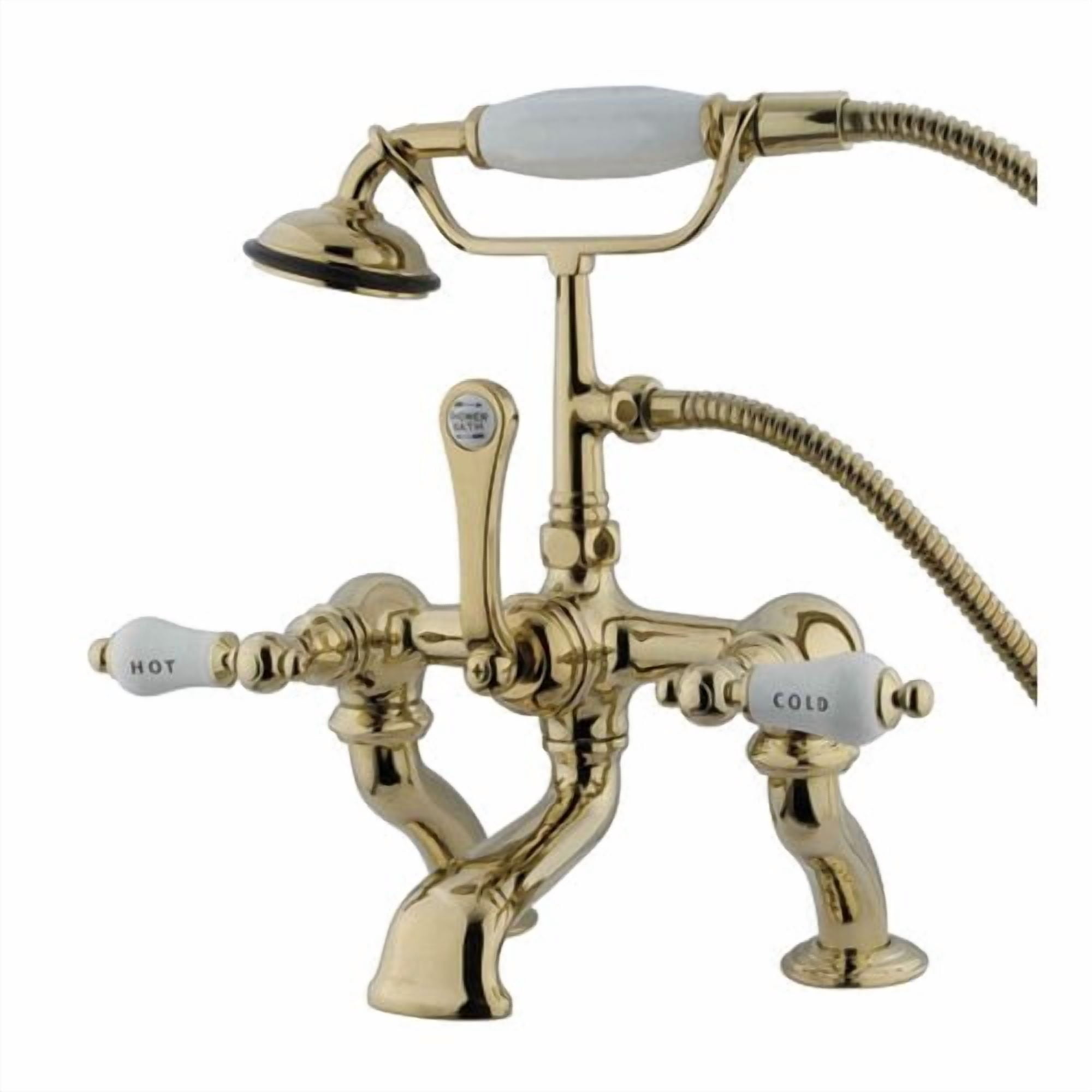 Kingston Brass CC413T8 Vintage Adjustable 3-3/8 - 10 Center Deck Mount Clawfoot Tub Filler with Hand Shower