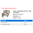 thumbnail image 2 of Starter - Compatible with 1993 - 2004 Isuzu Rodeo 1994 1995 1996 1997 1998 1999 2000 2001 2002 2003, 2 of 2