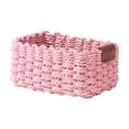 thumbnail image 2 of Cute Woven Storage Basket with Recycled Paper Rope for Shelves, Home Bathroom Bedroom Kitchen Office Storage Basket for Sundries Cosmetics Toys (Pink, 8.2"x5.9"x3.9"), 2 of 8