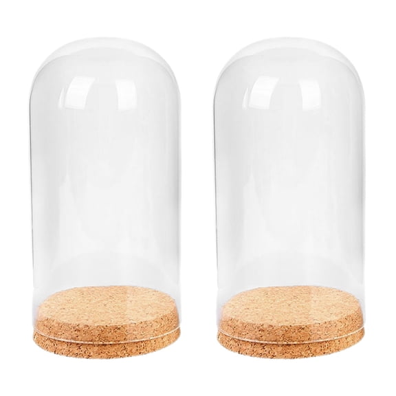TEHAUX Clear Preserved Flower Glass Cover Transparent for Decor 2Pcs