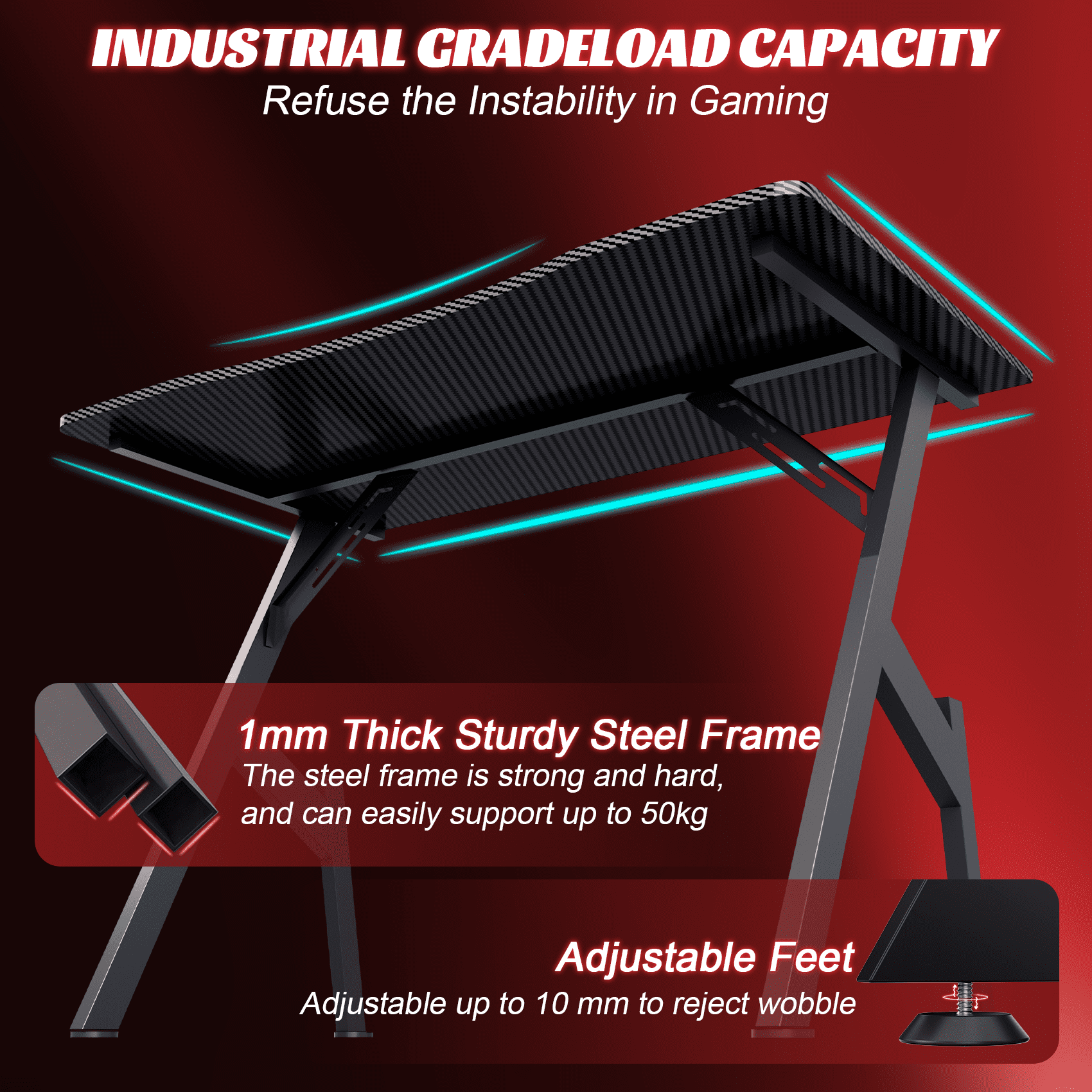 HLDIRECT 32 inch Gaming Desk, Ergonomic Gamer Table, Gamer Workstations for Adult and Teen, Black