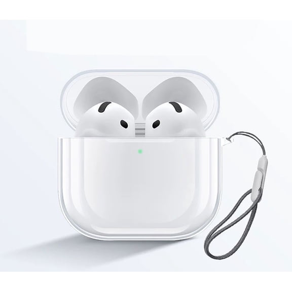 GadgetCom Replacement Case Compatible with Apple AirPods 4 , Transparent Clear Full Protection TPU Earbuds Pouch Cover With Strap