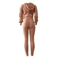 thumbnail image 4 of Women's Casual Knitted Sweater Autumn And Winter Sweater Top And Pant Set Fashionable Solid Color Hooded Sweater Pants Casual Two Piece Set Women's Ski Pants 80s Jumpsuits for Women Tuxedo Dress for, 4 of 5