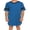 Blue, variant on Gureui Men Soft Summer Pajamas Short Sleeve V Neck Stripe Irregular Hem Casual Loose Long Sleepshirts Unisex Comfy Sleepwear
