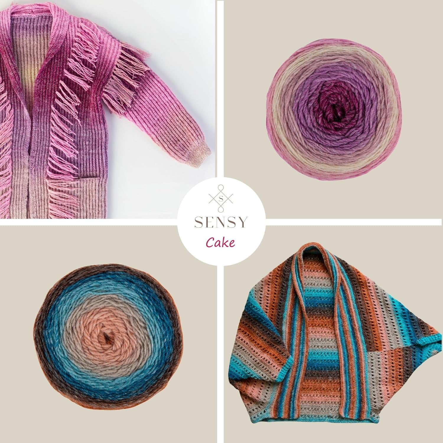 3 Skeins of Sensy Cake Yarn, 5.3 oz, 525 Yards, Multicolor Yarn for Crocheting and Knitting, Craft Yarn, Gauge 3 Light (559)