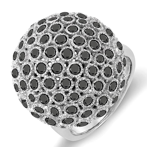 Dazzlingrock Collection 3.25 Carat (ctw) 10k Round Black Diamonds Ladies Cocktail Fireball Right Hand Ring, White Gold, Size 6.5