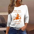 thumbnail image 4 of Kilaqueen 3/4 Sleeve Tops for Women Dressy Casual Halloween Thanksgiving Pumpkin Maple Leaf Tee Shirts Fall Holiday Tunic Blouses Halloween Costumes, 4 of 5