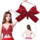 thumbnail image 3 of Sujetador de danza del vientre perfecl Lentejuelas Mariposa Halter Tops Rojo, 3 of 7