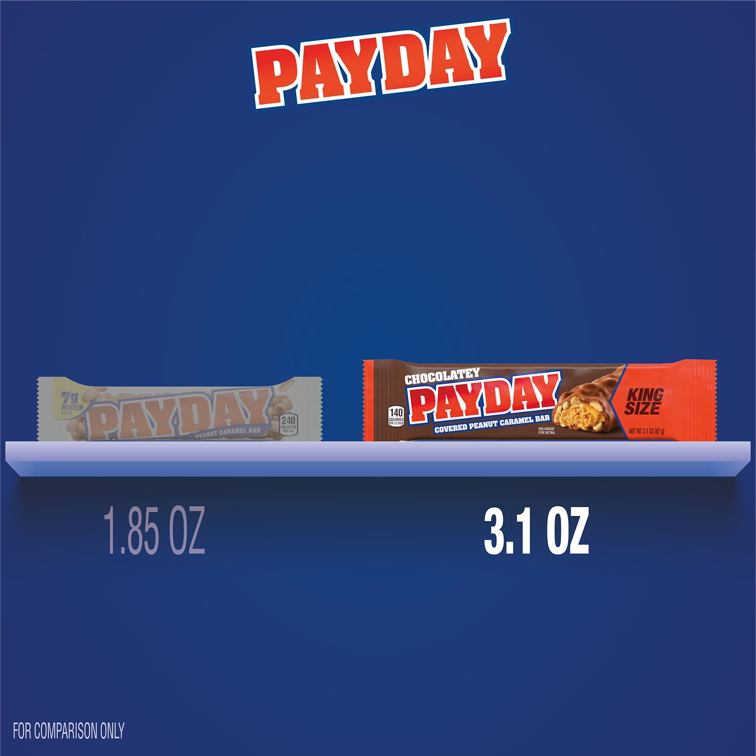 (6 pack) Payday Chocolatey Peanut Caramel King Size Candy, Bar 3.1 oz