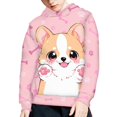 thumbnail image 3 of DISNIMO Corgi Hoodies for Kids Paw Print Hoodies Sweatshirts for Girls Hooded Pullover Sweatshirt with Hoodie for Boys and Girls Hoodies with Pockets Pink Hoodie Girls 11-13 Girls Street Fashion, 3 of 7