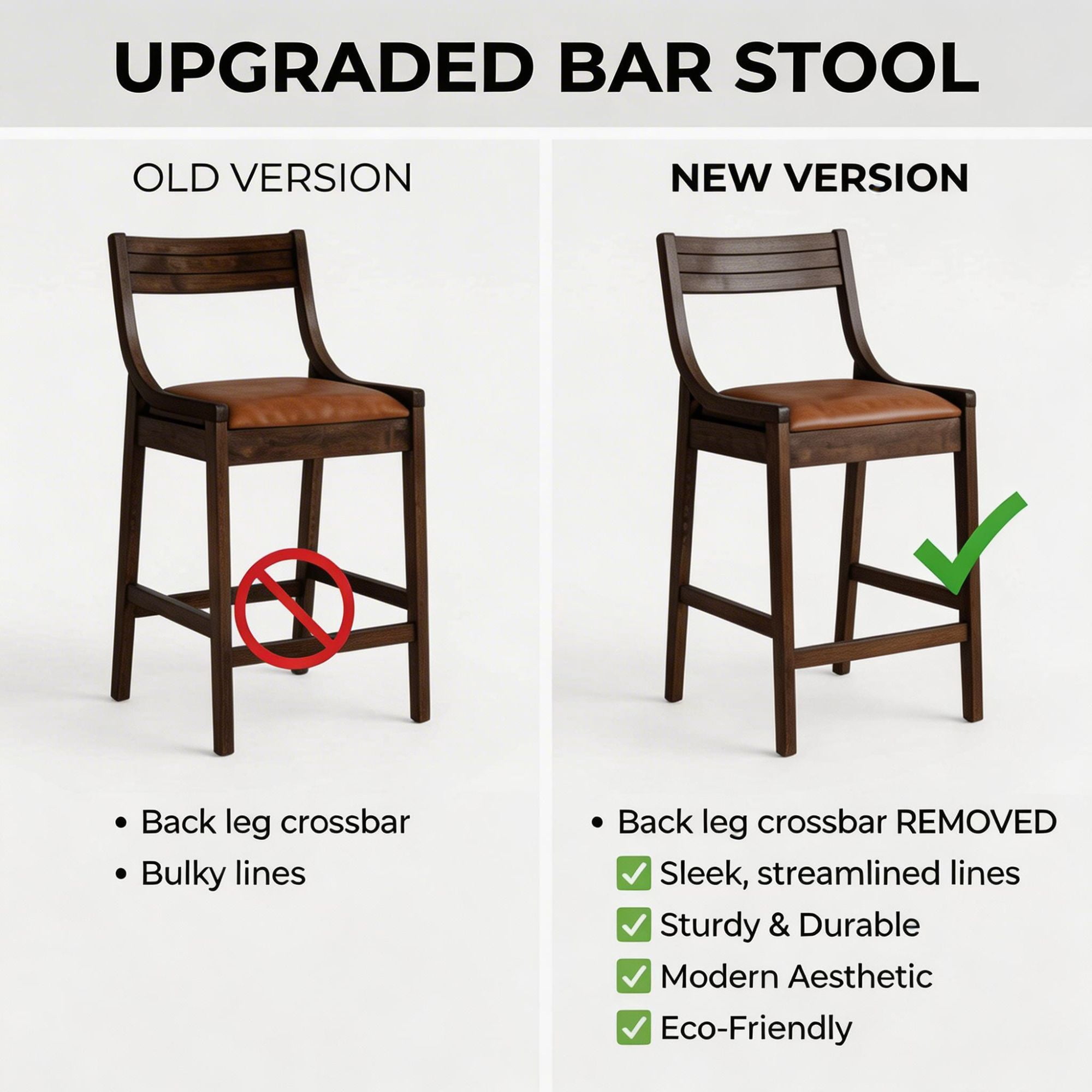Dayalane Modern Farmhouse Bar Stools Set of 4, 26”Counter Height Bar Stools with Slatted Back, PU Leather Upholstered & Solid Wood Legs Barstools for Kitchen Island Dining Rooms and Home Bars, Brown