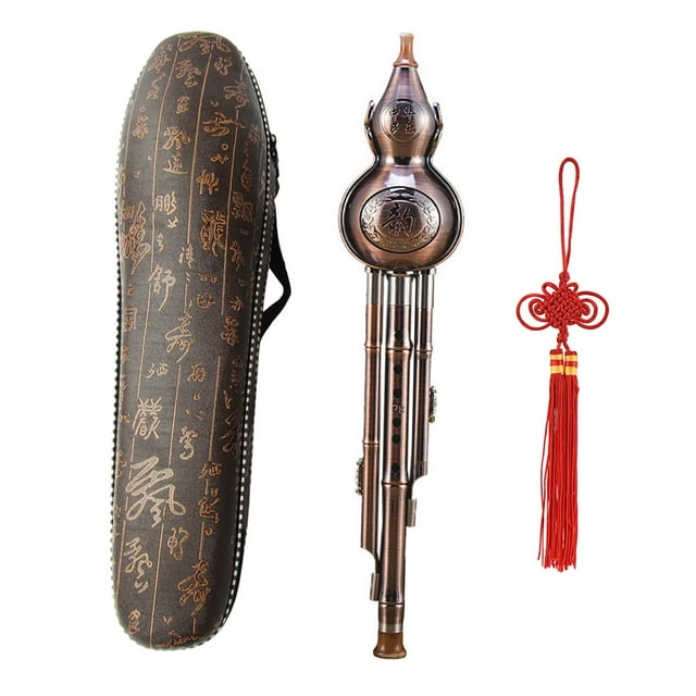 Flute, Flute Instrument Cucurbit Flute with Case,Metal Flute Ethnic Musical Instrument,C keys b Flat Key Gourd Flute Wind Instrument,Chinese Instrument