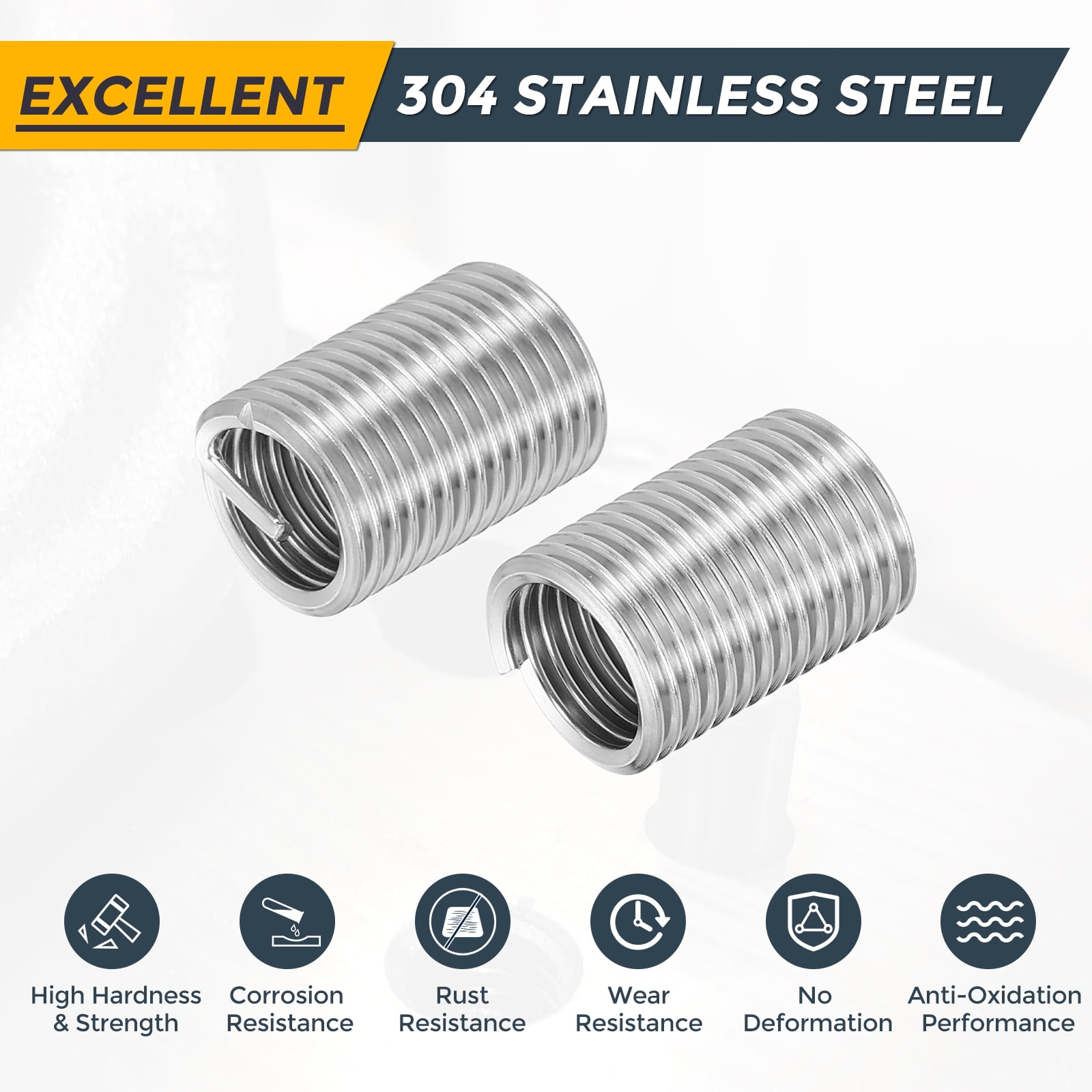 Uxcell 50pcs Wire Thread Inserts M12 x 1.75 x 2.5D Metric Helical Threaded Sleeve
