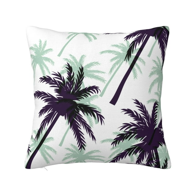 YFYANG Square Decorative Throw Pillow Case, Coconut Tree Pattern Bedroom Sofa Car Cushion Cover, 18"x18" (Pillowcase without pillow)