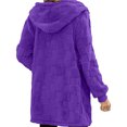 thumbnail image 4 of yuCgh Women's Warm Casual Fashion Thick Checkered Plush Mid-Length Hooded Cardigan Coat with Elegant Button and Zipper for Comfortable Style,Purple XL, 4 of 6