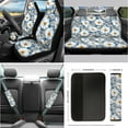 thumbnail image 2 of Jeiento Daisy Car Seat Covers Set of 14 Pcs, Auto Steering Wheel Cover Seatbelt Pad Handbrake Cover Set Rearview Mirror Cover Coasters Keychains Universal Car Interior Protector Accessory, 2 of 6