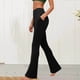 thumbnail image 2 of Amzcrzy Leggings Acampanados Mujer S-2XL - Yoga, Cintura Alta Sin Costura Delantera, Muy Elásticos Cómodos, Color Liso, Bolsillos Negro, 2 of 6