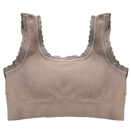 

Zuwimk Sports Bras For Women Women s Seamed Soft Cup Wirefree Bra Khaki One Size