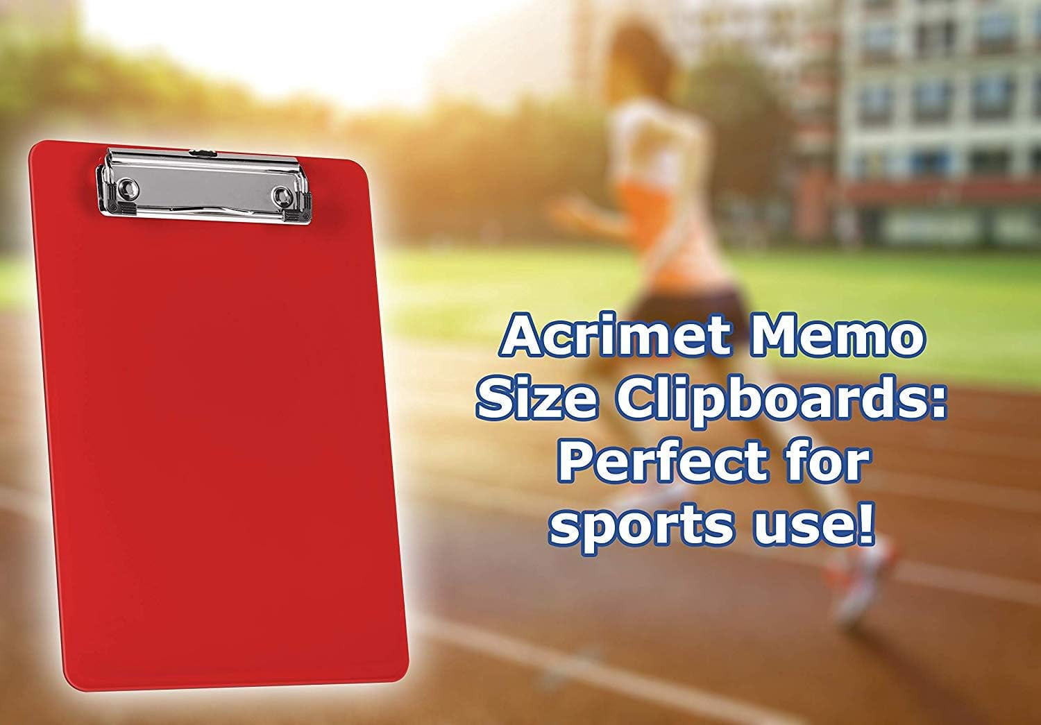 Acrimet Clipboard Memo Size A5 (9 1/4” x 6 5/16”) Low Profile Clip (Plastic) (Solid Red Color) (6 Pack)