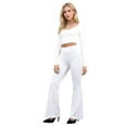 thumbnail image 5 of Women's High Waist Bootcut Yoga Pants Tummy Control Flared Workout Pants with Basic/Side Pockets White 2XL, 5 of 5