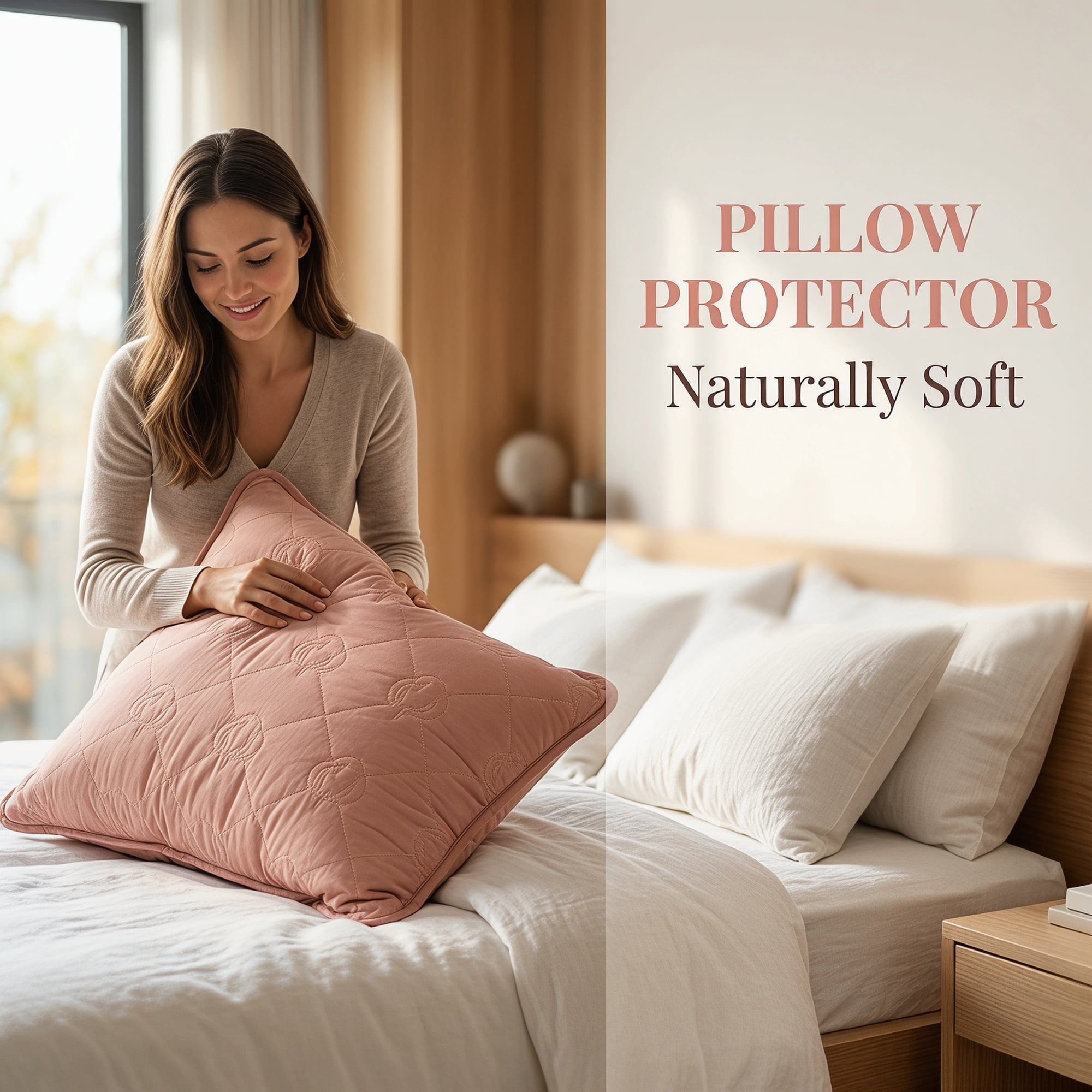 Unique Bargains 1 Pack Breathable Hypoallergenic Cotton Pillow Protector Pink