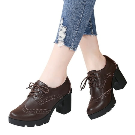 

YYYTop Women Heels White Heels Oversized Cowhide Soled Leather Sports British Style Block Shoes High Heels Solid Color Hollowed Out Lace Cut Mary Women s Shoes Wedding Shoes Summer Savings