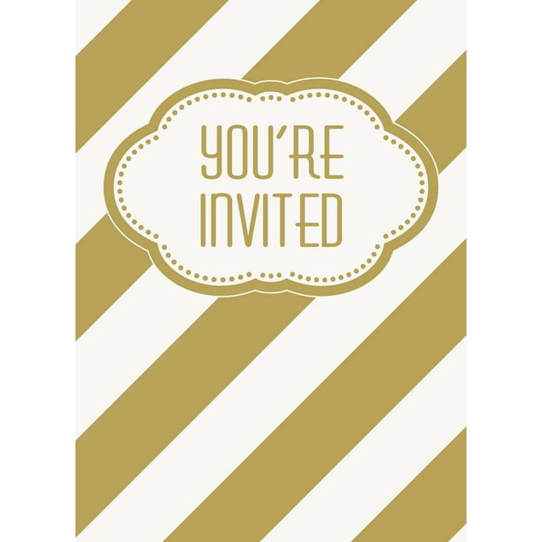 Golden Birthday Invitations, 8ct