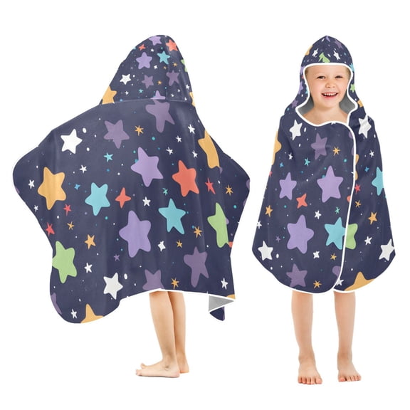 Cute Stars Kids Hooded Beach Towel Baby Bath Poncho Towels with Hood Absorbent 50"x23.5" for Pool Swimming